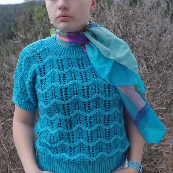 Knit Blue Sweater Spring Top - Picture 7 of 7